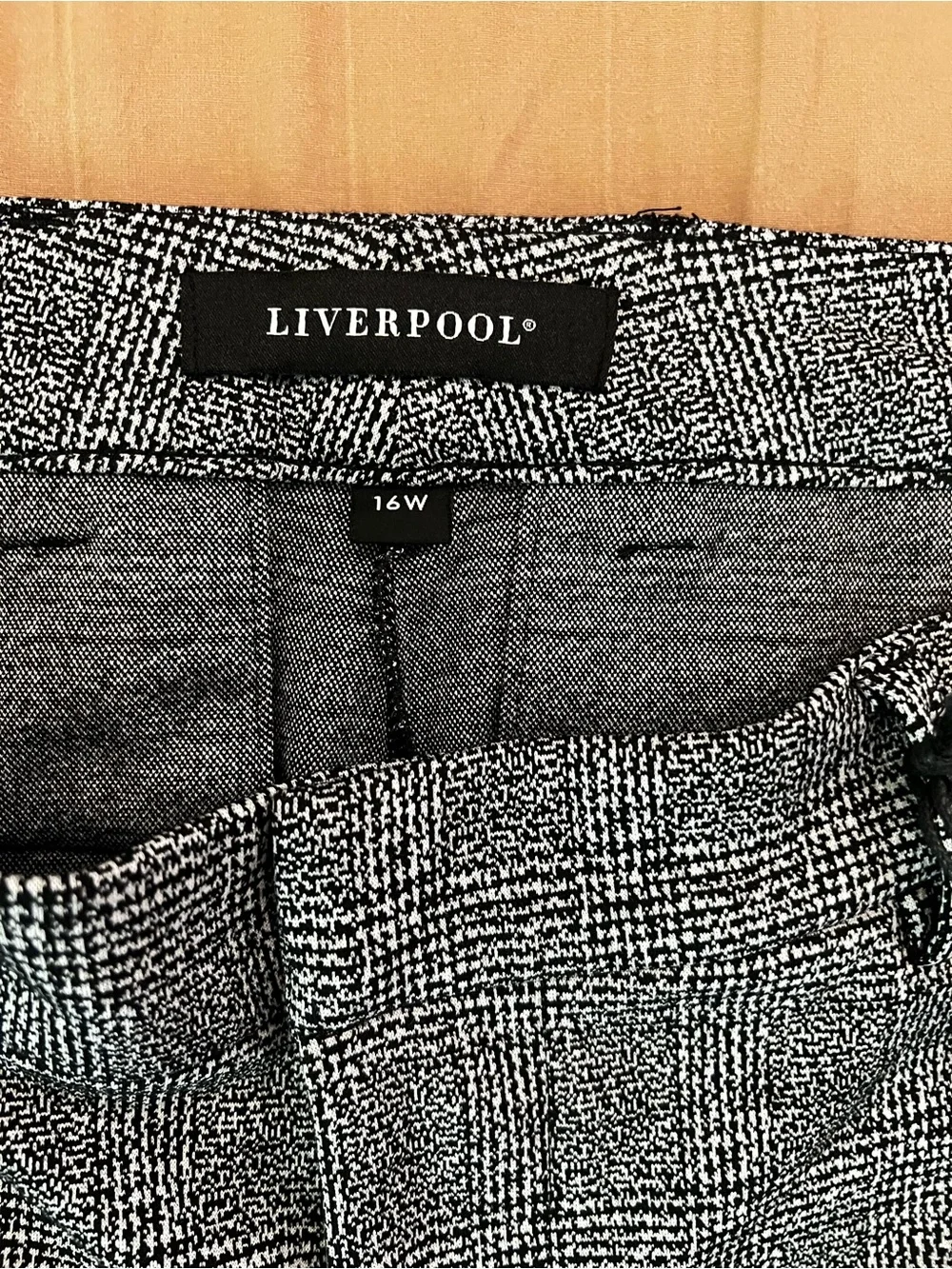 Liverpool Jeans Company Black & White Plaid Slim Trousers